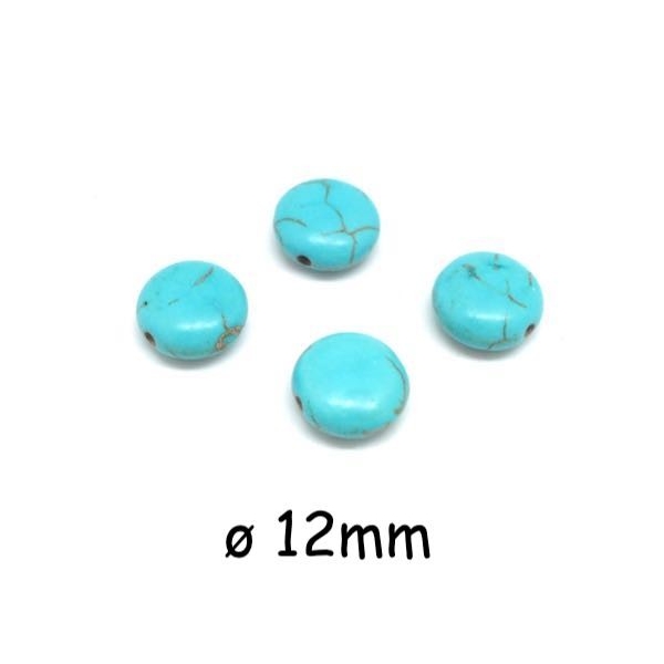10 Perles Galet 12mm Bleu Turquoise Imitation 