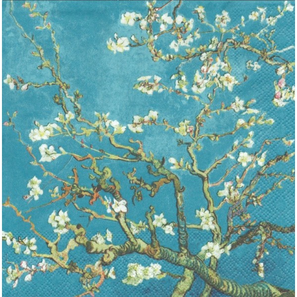4 Serviettes en papier Van Gogh Amandier en Fleurs Format Lunch Decoupage 13306130 Ambiente - Photo n°1