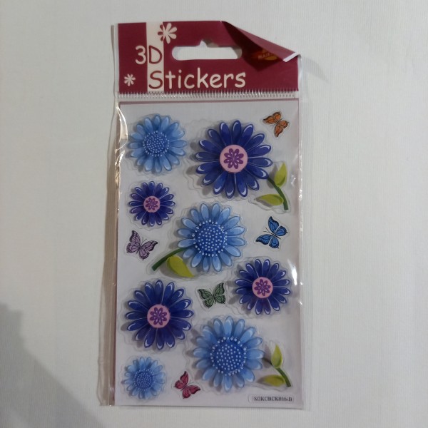 Gommettes stickers, en reliefs, des fleurs bleurs - Photo n°1