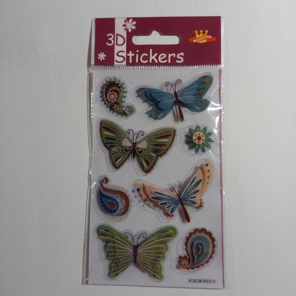Gommettes stickers, en reliefs, des papillons de toutes les couleurs - Photo n°1