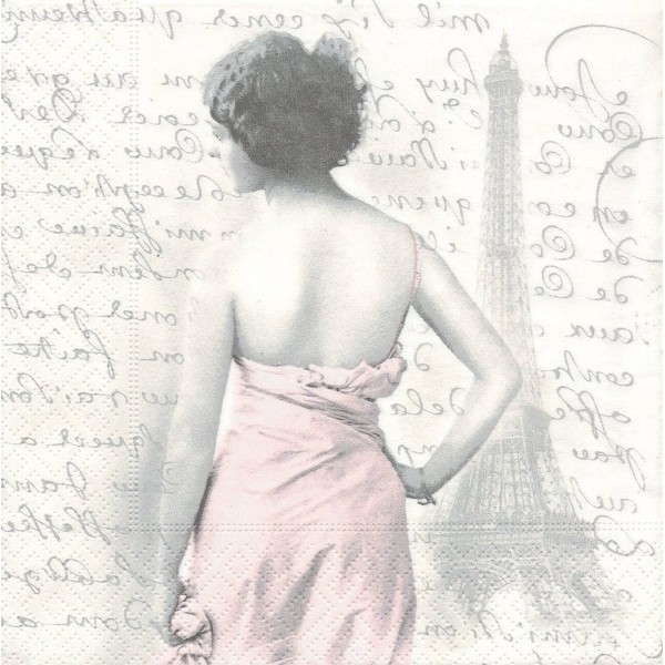 4 Serviettes en papier Femme Paris Format Lunch 2065 Sagen Vintage Decoupage Decopatch - Photo n°2