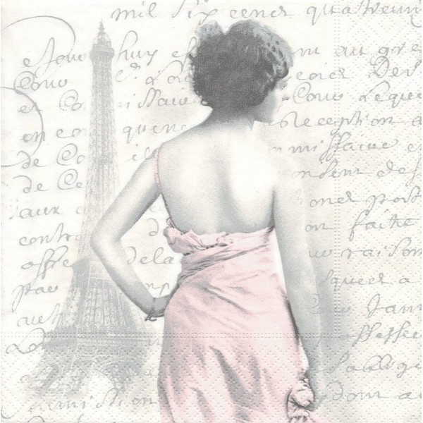4 Serviettes en papier Femme Paris Format Lunch 2065 Sagen Vintage Decoupage Decopatch - Photo n°1