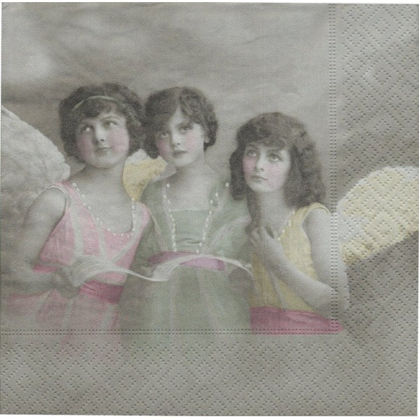 4 Serviettes en papier Trois Anges Format Lunch 80006 Sagen Vintage Decoupage Decopatch - Photo n°1