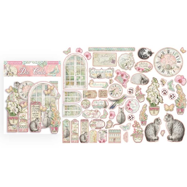 Die cuts Stamperia - Orchid and cats - 55 pcs - Photo n°1