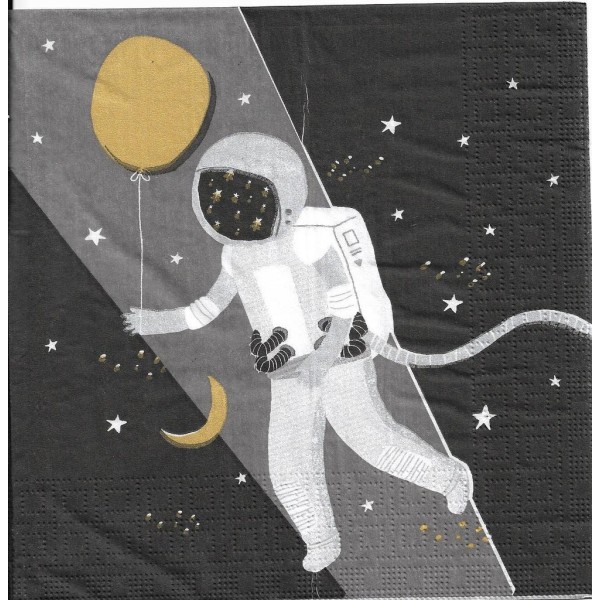 4 Serviettes en papier Astronaute Espace Format Lunch Decoupage Decopatch 133-3666 PPD - Photo n°2