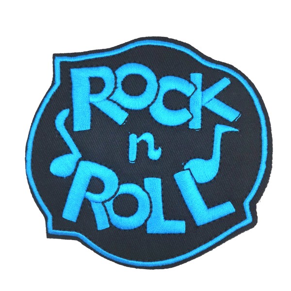 EcussonRock and Roll, patch thermocollant musique rock n roll bleu, 10 cm - Photo n°1