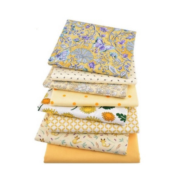 8 coupons tissu patchwork coton couture 40 x 50 cm TONS JAUNE - Photo n°1