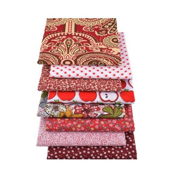 8 coupons tissu patchwork coton couture 40 x 50 cm TONS ROUGE - Photo n°1