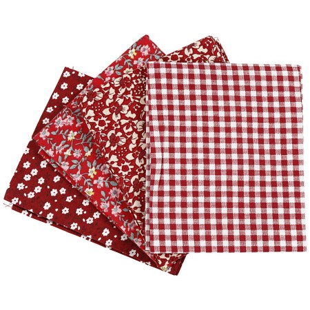 Assortiment de tissu patchwork - 45 x 55 cm - Rouge - 4 pcs