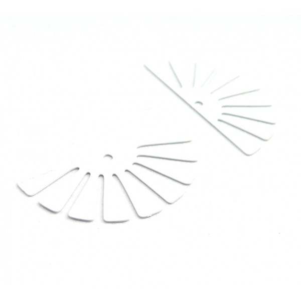 AE11588 Lot de 4 Estampes pendentif filigrane demi Soleil Eventail Blanc 18 par 35 mm - Photo n°1