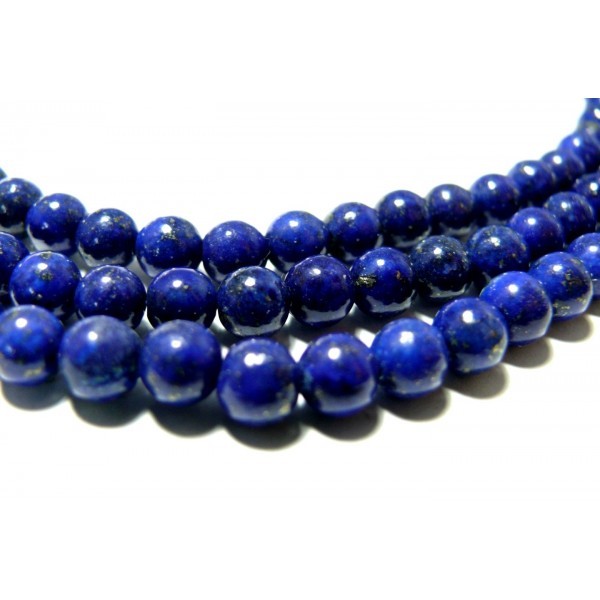 Lot de 5 perles rondes de lapis lazuli grade A ronde 12 mm - Photo n°1