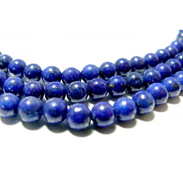 Lot de 5 perles rondes de lapis lazuli grade A ronde 14mm - Photo n°1
