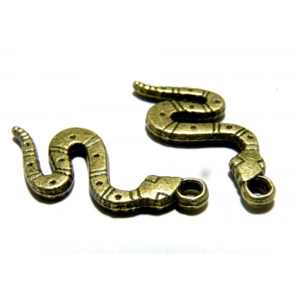 Lot de 20 breloques Serpent metal coloris Bronze 2W5314 - Photo n°1