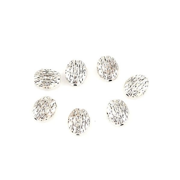 PS110117683 PAX 15 perles intercalaires Ovales Plates Martelées 13 mm métal couleur Argent Antique - Photo n°2