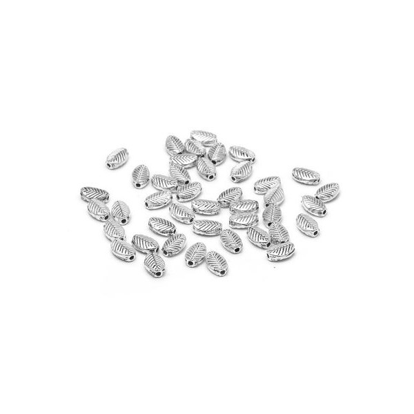 PS110202931 PAX 50 passants, perles intercalaires Feuille 9 mm métal couleur Argent Platine - Photo n°2