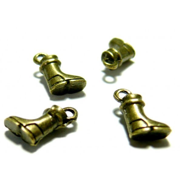 Lot de 20 pendentifs breloque mini bottines métal coloris Bronze PA24604 - Photo n°1