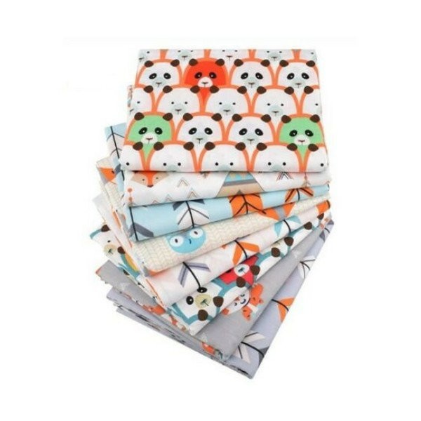 8 coupons tissu patchwork coton couture 40 x 50 cm ENFANT ANIMAUX 5200 8 - Photo n°1