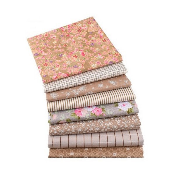 8 coupons tissu patchwork coton couture 40 x 50 cm TONS MARRON BEIGE IM 100 8 - Photo n°1