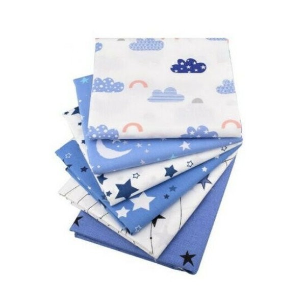 6 coupons tissu patchwork coton couture 40 x 50 cm ENFANT ETOILE LUNE 5300 6 - Photo n°1