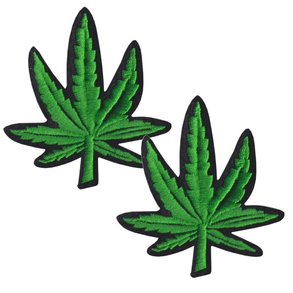 2 Ecussons feuilles de cannabis, patchs thermocollants marijuana - Photo n°1