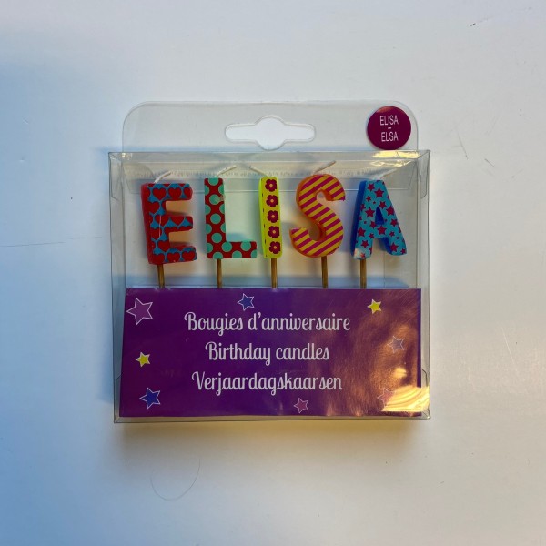 Bougie d'anniversaire prénom : Elisa/Elsa 4 cm - Photo n°1