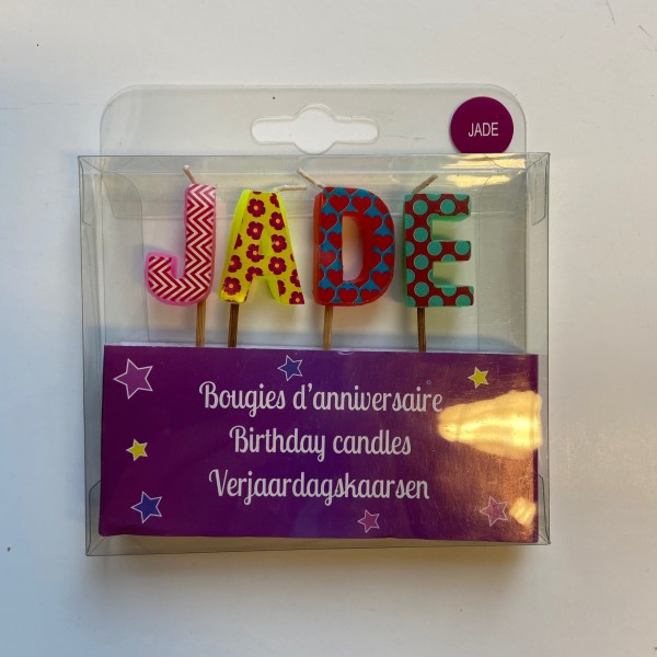 Bougie d'anniversaire prénom : Jade 4 cm - Photo n°1