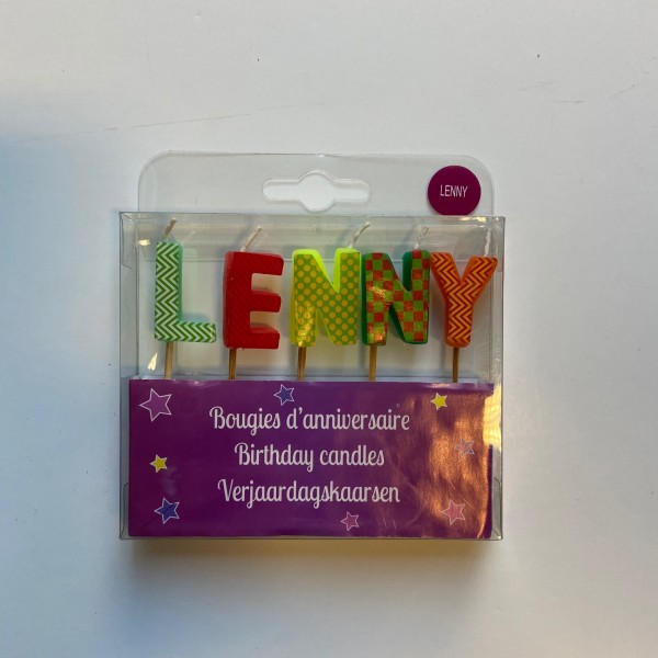Bougie d'anniversaire prénom : Lenny 4 cm - Photo n°1
