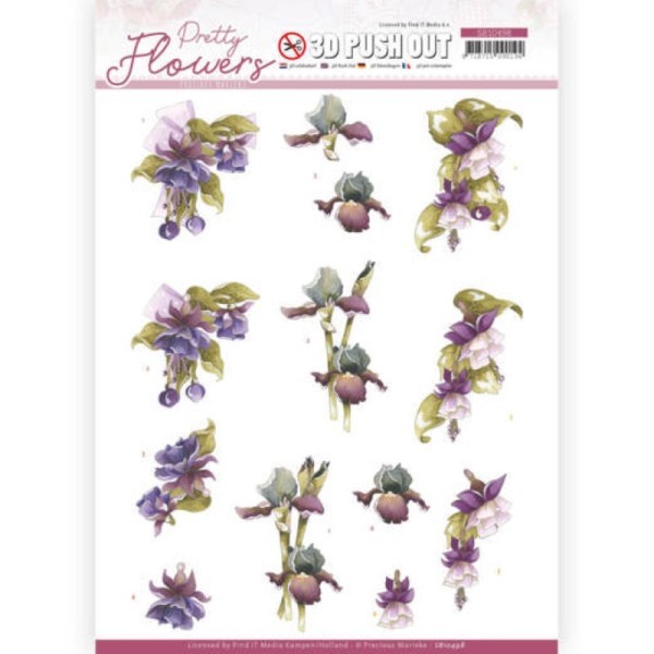 Carte 3D prédéc. - SB10498 - Pretty flowers - Fleurs violettes - Photo n°1