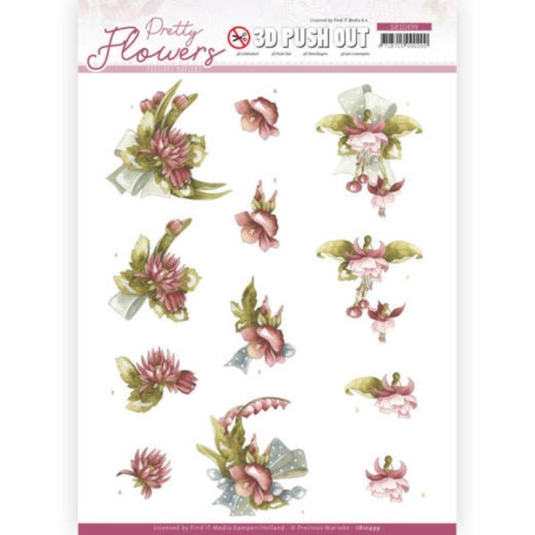 Carte 3D prédéc. - SB10499 - Pretty flowers - Fleurs rouges - Photo n°1