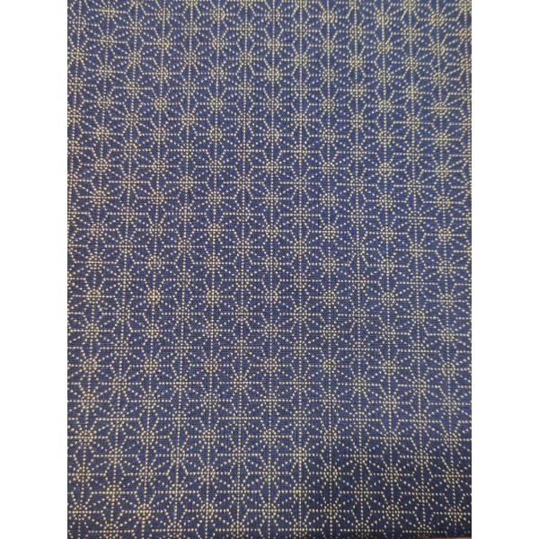 Coupon tissu japonais - étoile doré et bleu - coton - 51x35cm - Photo n°1