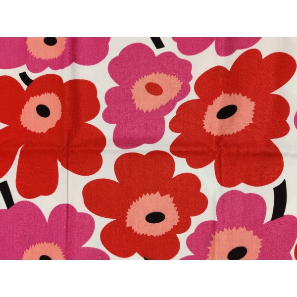 Coupon tissu - grosse fleur rouge rose - coton - 50x40cm - Photo n°1