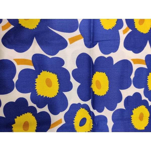 Coupon tissu - grosse fleur bleu - coton - 50x40cm - Photo n°1