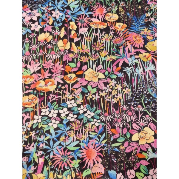 Coupon tissu - fleurs multicolore - coton - 50x40cm - Photo n°1