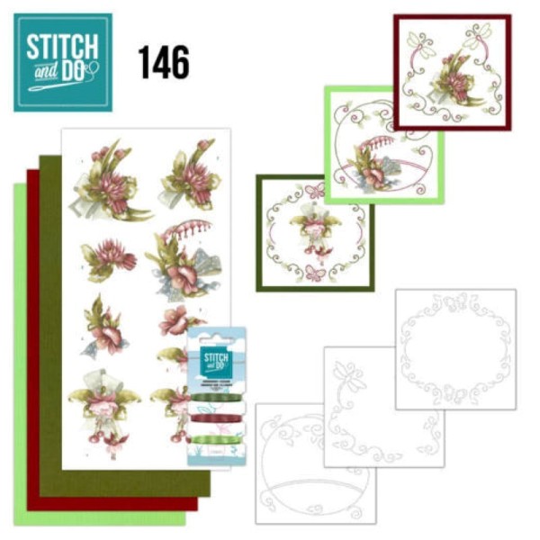 Stitch and do 146 - kit Carte 3D broderie - Fleurs rouges - Photo n°1