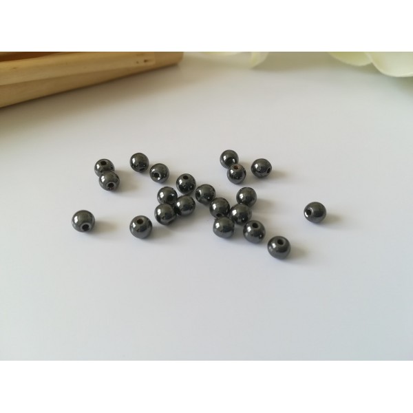 Perles hématite 4 mm gris anthracite x 25 - Photo n°1