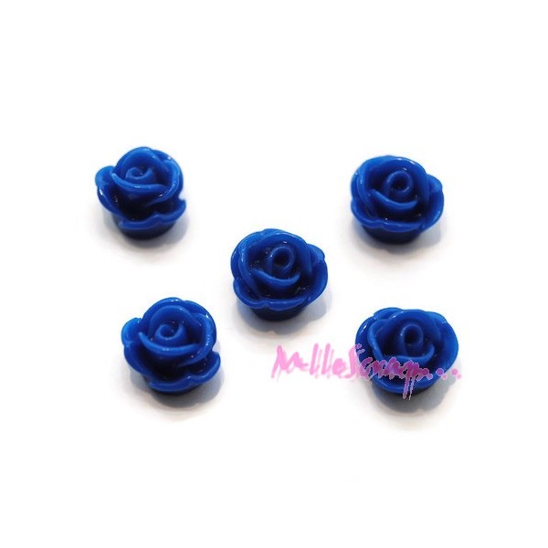 Cabochons petites roses résine 8 mm - 5 pièces - Photo n°1