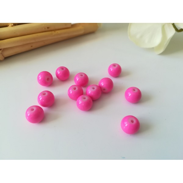 Perles en verre ronde 8 mm rose vif x 20 - Photo n°1