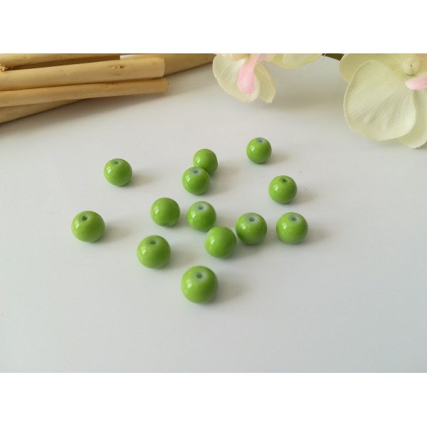 Perles en verre ronde 8 mm vert api x 20 - Photo n°2