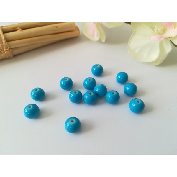 Perles en verre ronde 8 mm bleu azur x 20 - Photo n°1