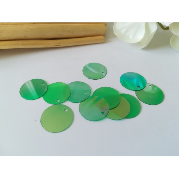 Sequins PVC verts à reflets 16 mm x 20 - Photo n°1
