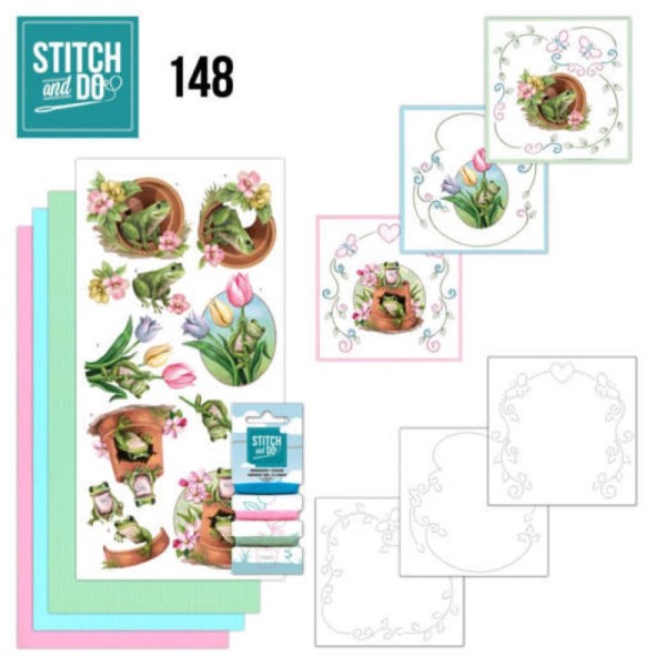 Stitch and do 148 - kit Carte 3D broderie - Grenouilles - Photo n°1