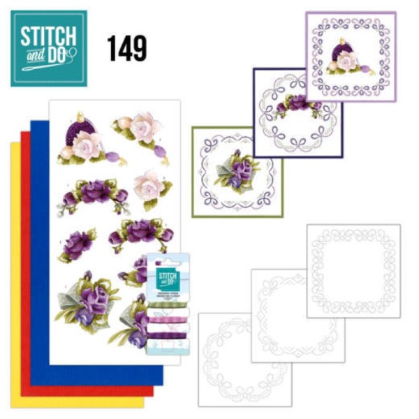 Stitch and do 149 - kit Carte 3D broderie - Roses romantiques - Photo n°1