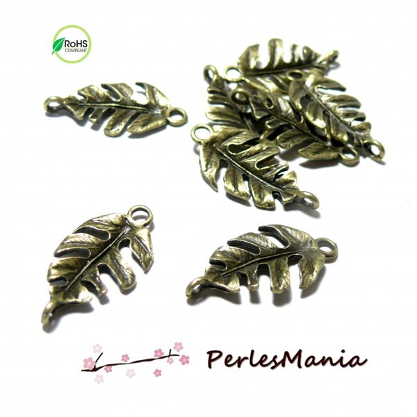 25 pendentifs Connecteur Feuille Bronze ( S1130272 ) - Photo n°1