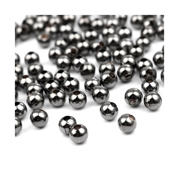 PS110257081 PAX 1000 perles intercalaires Bille 2 mm Métal couleur Gun métal - Photo n°1