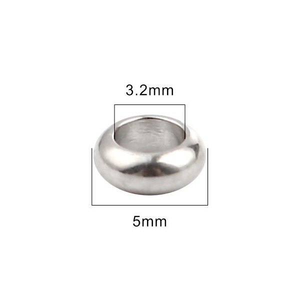 PS11657774 PAX: 20 perles Intercalaire Rondelle 5mm ACIER INOXYDABLE - Photo n°2