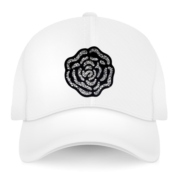 Ecusson strass fleur noire, patch thermocollant fleur pour customisation vêtement 7 cm - Photo n°4