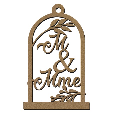 Forme Cloche en bois à décorer - Mr et Mme - 24 cm