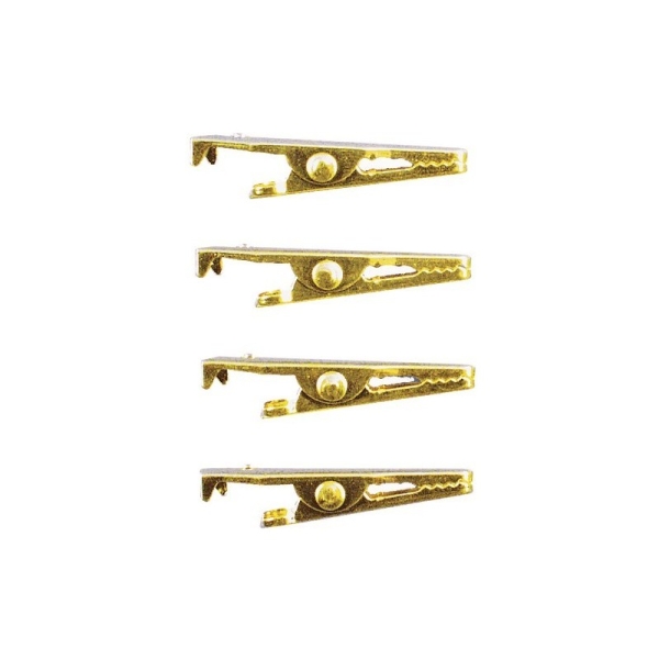 Lot de 4 Pinces crocodiles en métal doré, Longueur 3,5 cm - Photo n°1