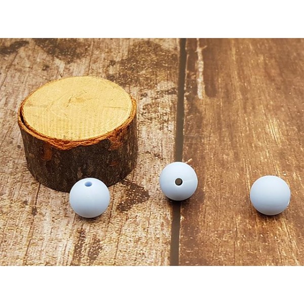 10 Perles Rondes En Silicone 12mm Bleu Pastel - Photo n°1