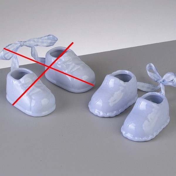 Paire de chaussons en porcelaine décorative bleue, pour bébé Garçon, Chaussures avec ruban pour bapt - Photo n°4